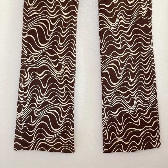 NWT & Other Stories Printed Kick Flare Trousers Twill Cotton Pant Brown Wave 4 - Picture 10 of 15